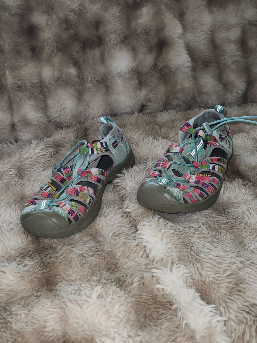 Keen Girls Size 2 Multicolor Sport Sandals - Teal & Pink